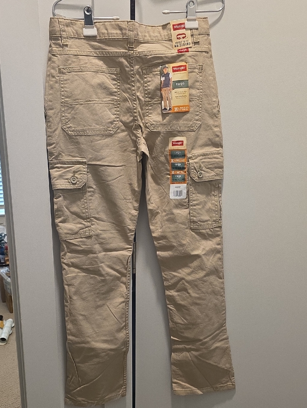 Wrangler Khaki Cargo Pants with Patch Pockets